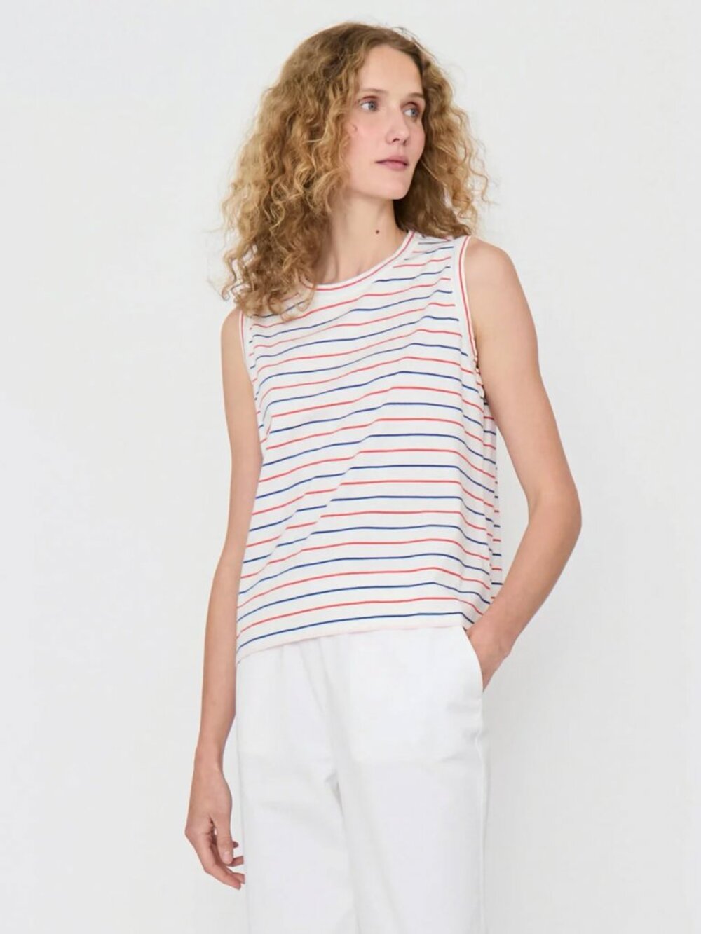 KULE The Tank Top Cotton | Striped Red Blue | Size S